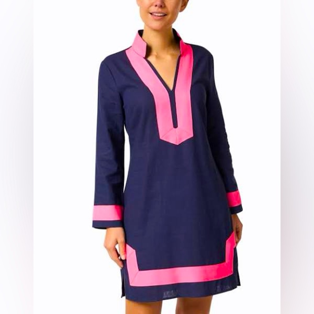 Sail to Sable Navy and Pink Linen Tunic XS